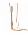 Z-Jeris Women's Fashion Jewelry Simple Tassel Pendant Long Chain Necklace - Rose Gold - C51825NGLYT