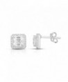 925 Sterling Silver Asscher Cut Cubic Zirconia Halo Stud Earrings - CO187CGG9TU