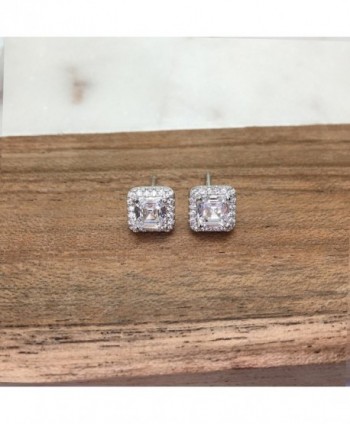 Rhodium Sterling Asscher Zirconia Earrings