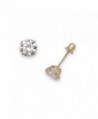 14k Yellow Gold Solitaire Round Cubic Zirconia CZ Stud Screw-back Earrings (2mm-7mm) - CS12OBTDBVU