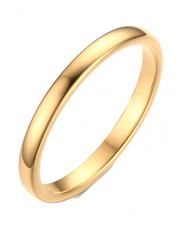 2mm Women's Tungsten Carbide Plain Band Engagement Wedding Ring-Gold Plated-Size 6-11 - CH184C8NU96