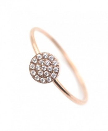 14K Rose Gold Plated Minimalist CZ Simulated Diamond Stacking Circle Disc Stackable Ring - CJ185HOW04M