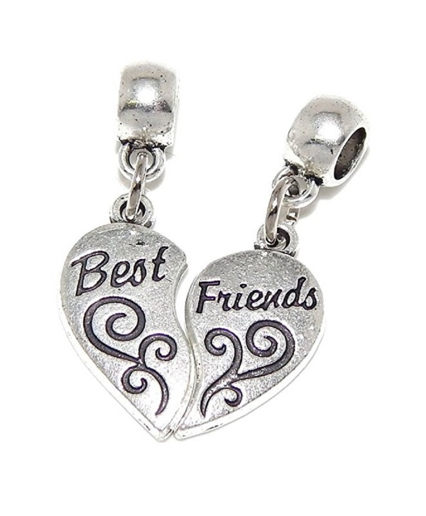 Pro Jewelry Dangling (2 Piece) "Best Friends Heart" Bead Compatible with European Snake Chain Bracelets - C417YEUS870