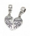 Pro Jewelry Dangling (2 Piece) "Best Friends Heart" Bead Compatible with European Snake Chain Bracelets - C417YEUS870