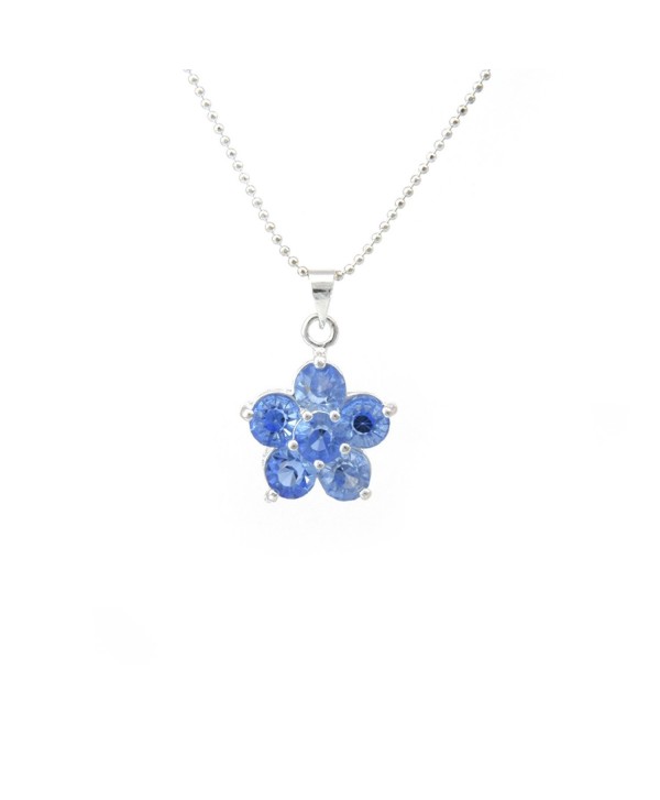 18K White-Gold Plated Necklace Flower CZ Pendant - CP11MH8SSC7