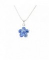 18K White-Gold Plated Necklace Flower CZ Pendant - CP11MH8SSC7