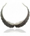 Q&Q Fashion Silver Big Hinged Angel Guardian Wing Statement Chain Collar Choker Bib Necklace - CE11V9DW5Y3