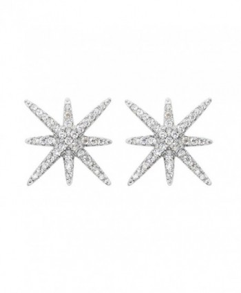 EVER FAITH 925 Sterling Silver Full Cubic Zirconia Winter Snowflake Star Stud Earrings Clear - C81200EUIF9