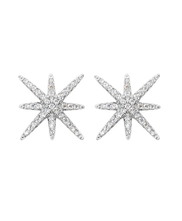 EVER FAITH 925 Sterling Silver Full Cubic Zirconia Winter Snowflake Star Stud Earrings Clear - C81200EUIF9