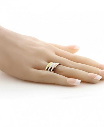 Stainless Steel Yellow Silver Tri Color in Women's Band Rings