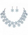 EVER FAITH Lots Snowflake Austrian Crystal Necklace Earrings Set - Silver-Tone-Blue - CH12NRGQO70