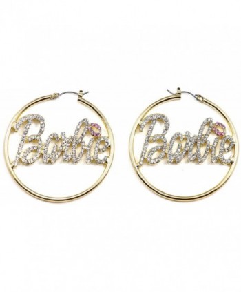 Gold Color Large Hoop Pin Catch Barbie Earrings With Pink Lips - C2119HIR30X