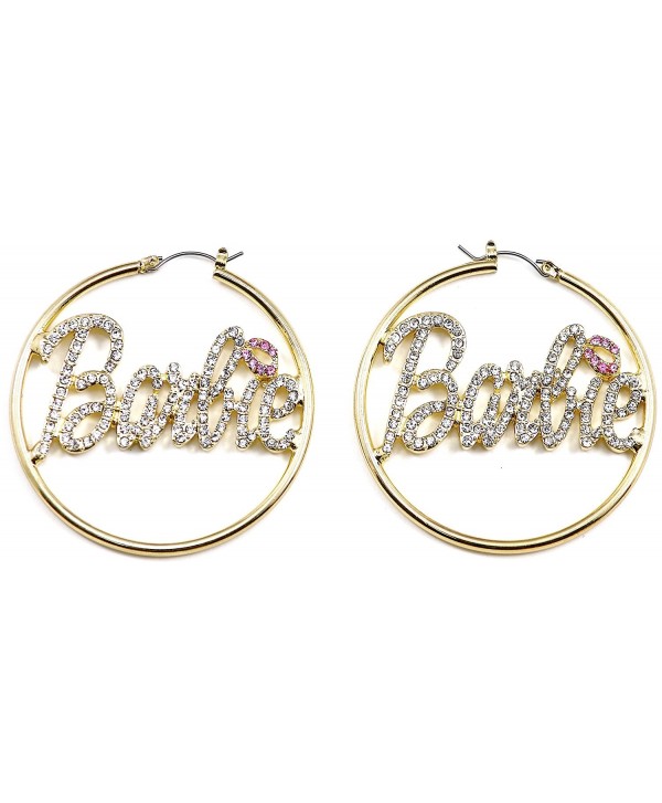 Gold Color Large Hoop Pin Catch Barbie Earrings With Pink Lips ...
