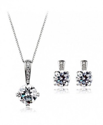 Sparkling Star Swarovski Elements Cubic Zirconia Crystal Pendant & Earrings Set White Gold Plated - CV11QLKQ9QT