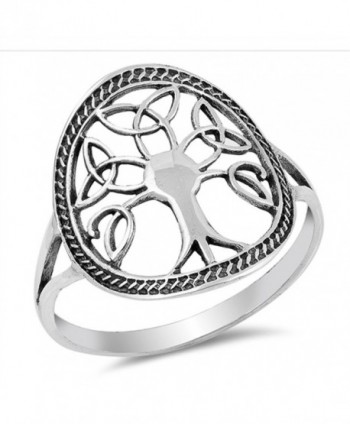 Oxidized Celtic Knot Tree of Life Filigree Ring Sterling Silver Band Sizes 5-10 - CG182YLQ7SI