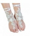 Lace Barefoot Sandals-Beach Wedding Anklet-Sexy Jewelry-Wedding Shoes With Sparkle Sequins - CQ12EZ0O0HL