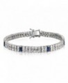 Bling Jewelry Simulated Sapphire CZ 2 Row Tennis Bracelet Rhodium Plated - CF11B9MU1S1