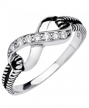 925 Sterling Silver Infinity Rope Knot Cz Band Ring - CI12E1NOM2F