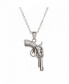 Sterling Silver CZ Gun Pendant with Chain - CD11IJ1X9YD