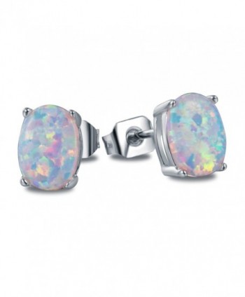 OREOLLE Jewelry Women's Oval Opal Stud Earrings Fashion - silver - silvery - CB189NCI06W