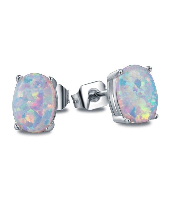 OREOLLE Jewelry Women's Oval Opal Stud Earrings Fashion - silver - silvery - CB189NCI06W