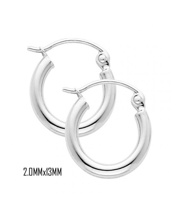 14K White Gold 13 mm in Diameter Classic Hoop Earrings with 2.0 mm in Thickness and Snap Post Closure - CI11OMNZAGV