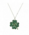 Lux Accessories Pave St. Patricks Day Four Leaf Clover Shamrock Charm Necklace - CX12LHNTQXR
