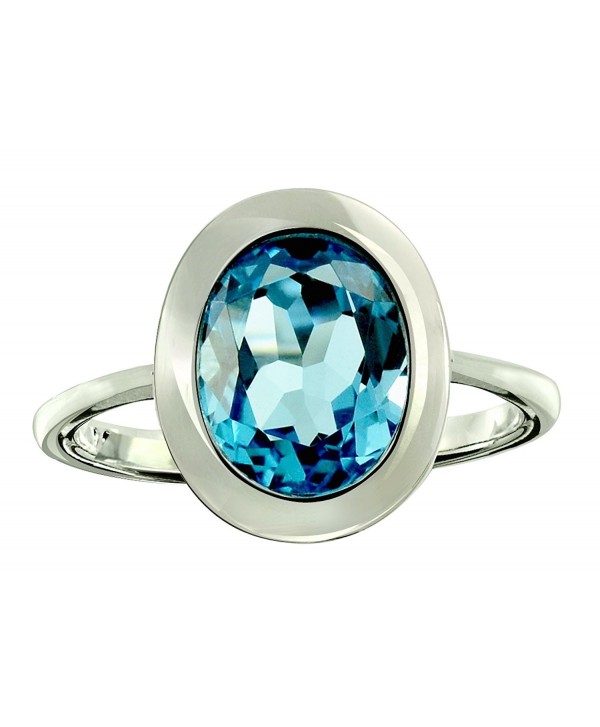 RB Gems Sterling Silver 925 Ring GENUINE GEMSTONE Oval 10x8 mm with Rhodium-Plated Finish- Bezel-Setting - C01832L8LWG