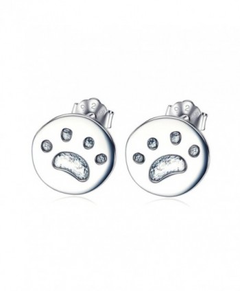 YFN 925 Sterling Silver Animal Puppy Pet Cat Dog Paw Stud Earrings for Women Girls - C912O1HZFEM