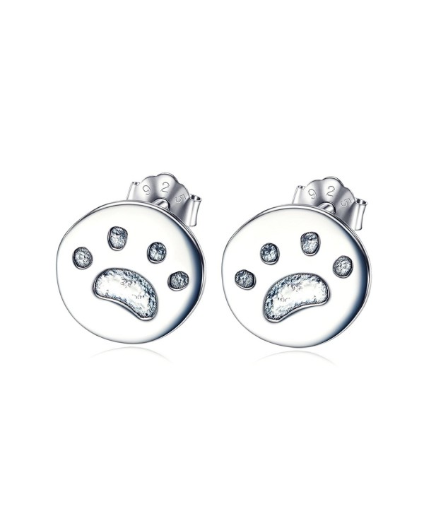 YFN 925 Sterling Silver Animal Puppy Pet Cat Dog Paw Stud Earrings for Women Girls - C912O1HZFEM