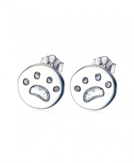 YFN 925 Sterling Silver Animal Puppy Pet Cat Dog Paw Stud Earrings for Women Girls - C912O1HZFEM