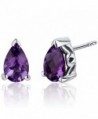 1.50 Carats Amethyst Pear Shape Basket Style Stud Earrings in Sterling Silver Rhodium Nickel Finish - C4116ULJNVR