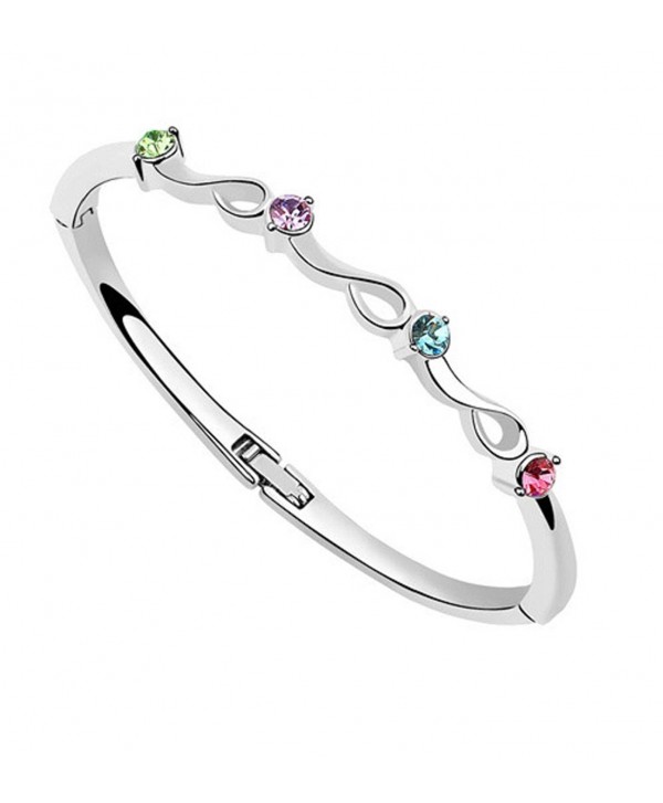 Crystals from Swarovski Multi Colorful Bangle Bracelet 18 ct White Gold Plated for Women 7" - CA12MAH8J1B