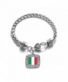 Italian Flag Italy Pride Charm Classic Silver Plated Square Crystal Bracelet - C711LI43WLD