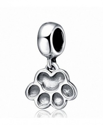 Hoobeads 925 Sterling Silver Puppy Dog Paw Dangle Charms Fits European Charms Bracelets - CQ11A6ALPX5