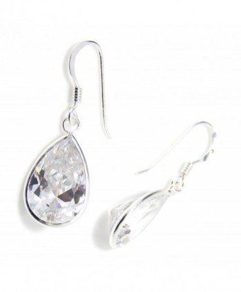 Pro Jewelry .925 Sterling Silver Dangling "White Tear Drop Faceted CZ" Earrings ECZA PS 10x15 - CA11JL4L6AZ