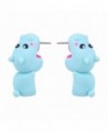 Handmade Polymer Clay Blue Cute Hippo Stud Earrings For Women Fashion Animal Piercing Earring - CX127NSQVID