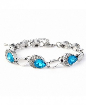 Eternal Love Blue Crystal Rhinestone Silver Bracelets and Earrings for Women - CQ11V8BSHFH