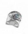 Simulated Abalone Sterling Silver Design in Women's Band Rings