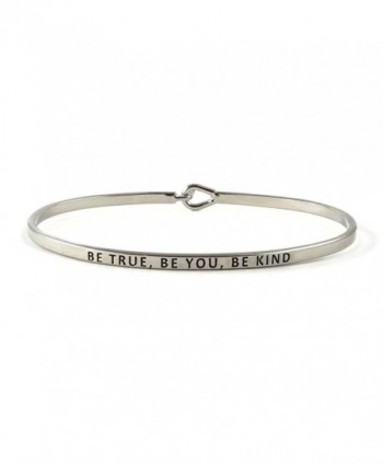 Be True- Be You- Be Kind Inspirational Hook Bangle Bracelet - Rhodium - CQ185GRT6G0