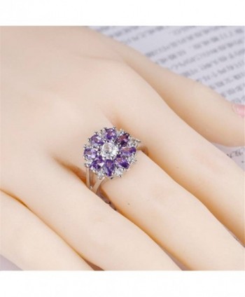 Uloveido Flowers Statement Jewelry J676 Silver Purple 8