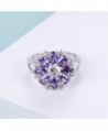 Uloveido Flowers Statement Jewelry J676 Silver Purple 8 in Women's Statement Rings