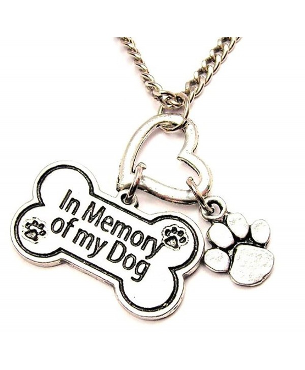 ChubbyChicoCharms In Memory Of My Dog- Bone Shaped Multi Charm Cluster 18" Necklace - CV11BK56IIJ