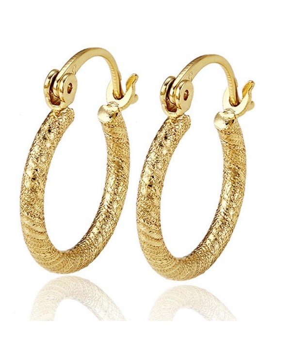 Shine Jewelry Women's 14K Plain Yellow Gold Filled Solid Patterned Hoop Huggies Sleeper Earrings E42 - CS12DLJ5LVL