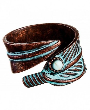 Rain Copper Patina Feathers Bypass Ring - C1185Q7ATDE