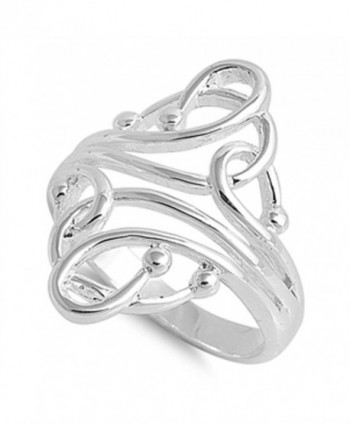 Women's Curved Ball Fashion Abstract Ring .925 Sterling Silver Band Size 4 (RNG14974-4) - CM11Y23WOHP