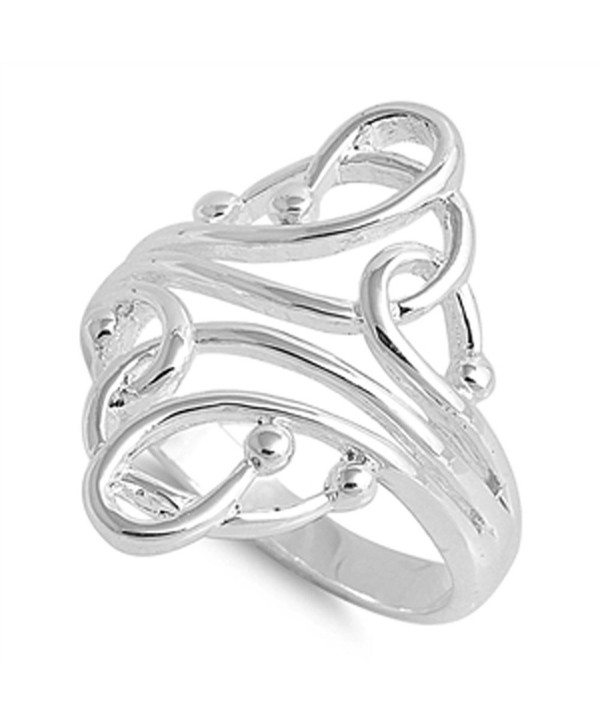 Women's Curved Ball Fashion Abstract Ring .925 Sterling Silver Band Size 4 (RNG14974-4) - CM11Y23WOHP