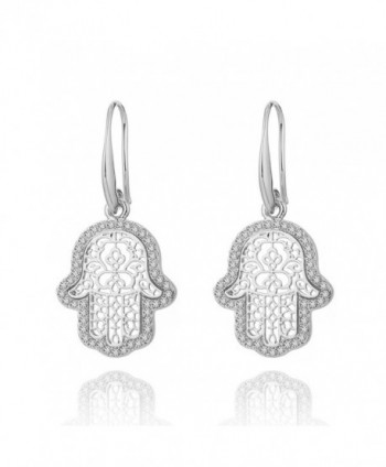 Earrings Fatimas Earring Rhinestone Anti allergy - Silver Plated Fatima's Hand - C5188LU4M7R