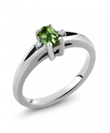 0.43 Ct Oval Green Tourmaline 925 Sterling Silver Ring (Available in size 5-6-7-8-9) - C011NY98LMZ
