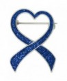PinMart's Blue Glitter Heart Awareness Ribbon Enamel Brooch Pin - CG11SN63RBJ